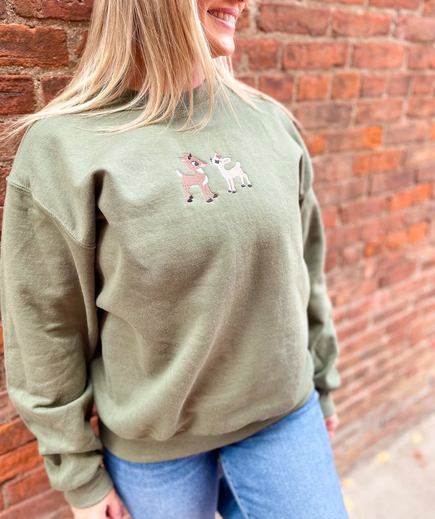 PRE-ORDER Rudolph + Clarice Embroidered Crewneck