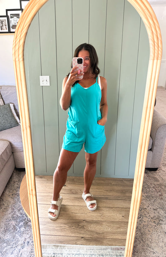 Lyric Cotton Romper Mint