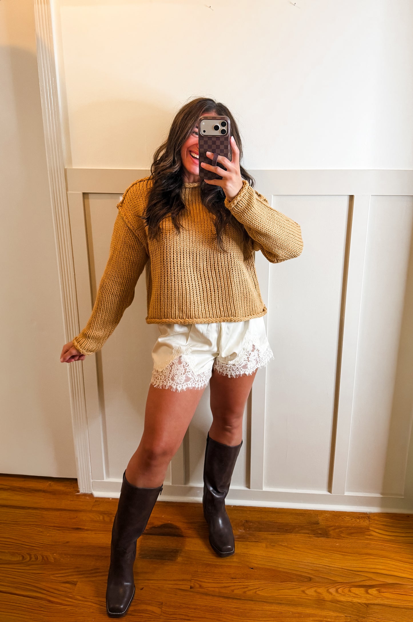 Rolled Collar Loose Knit Sweater