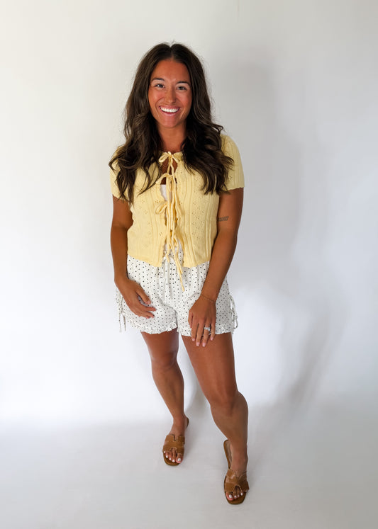 Polka Dot Ruffle Tie-Side Shorts