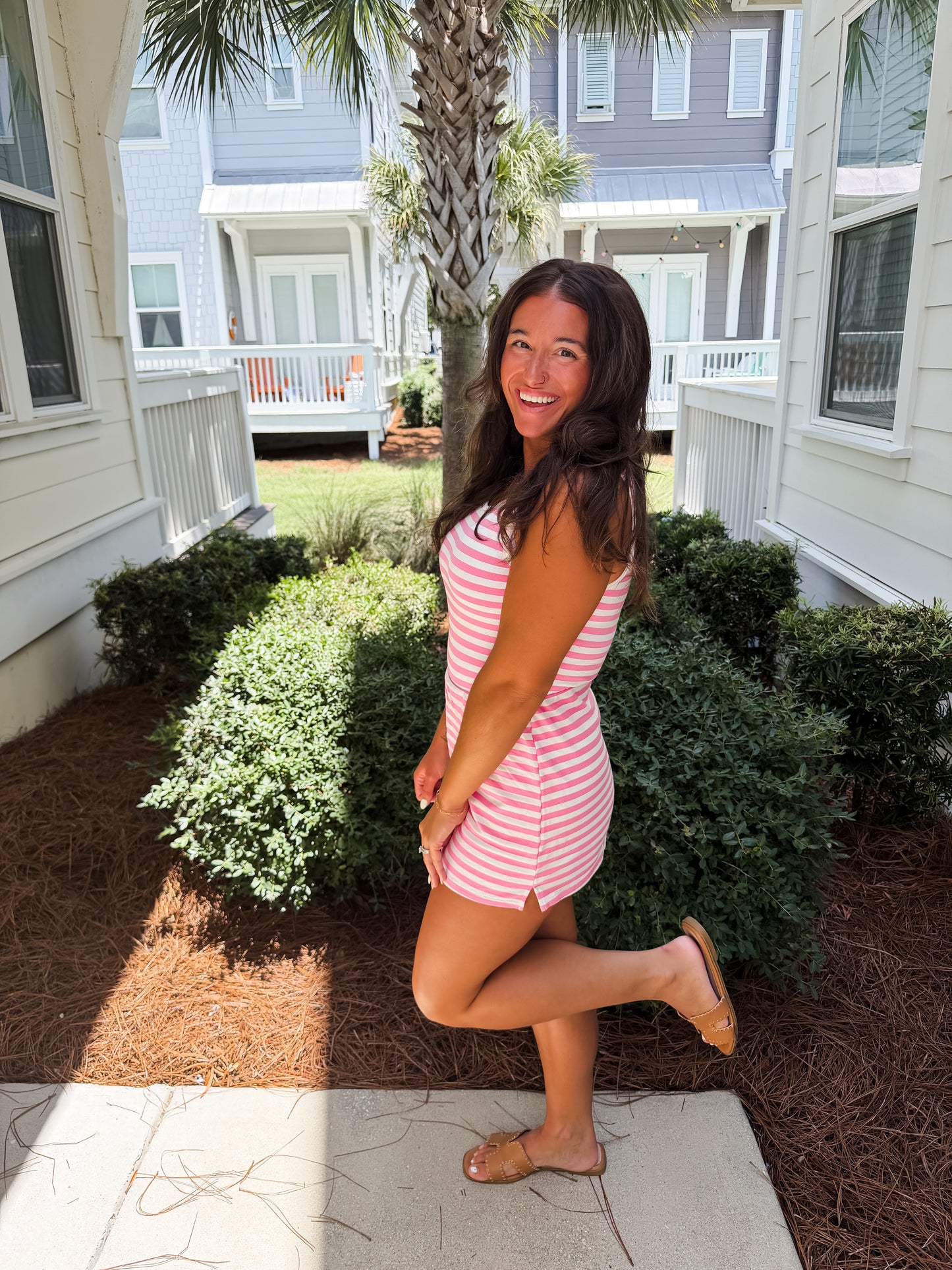 Elle Pink Stripe Tank & Skort Set