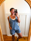 Scoop Neck Oversized Denim Romper