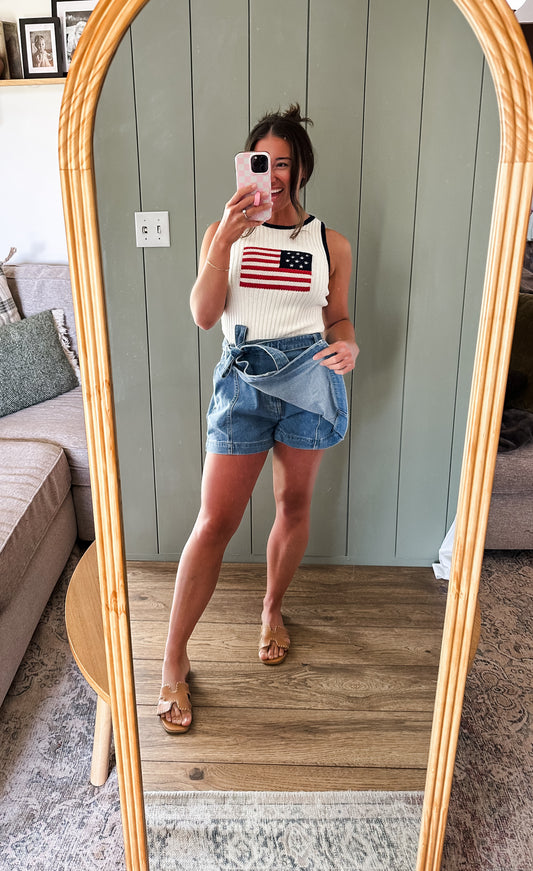 Remi Belted Denim Skort