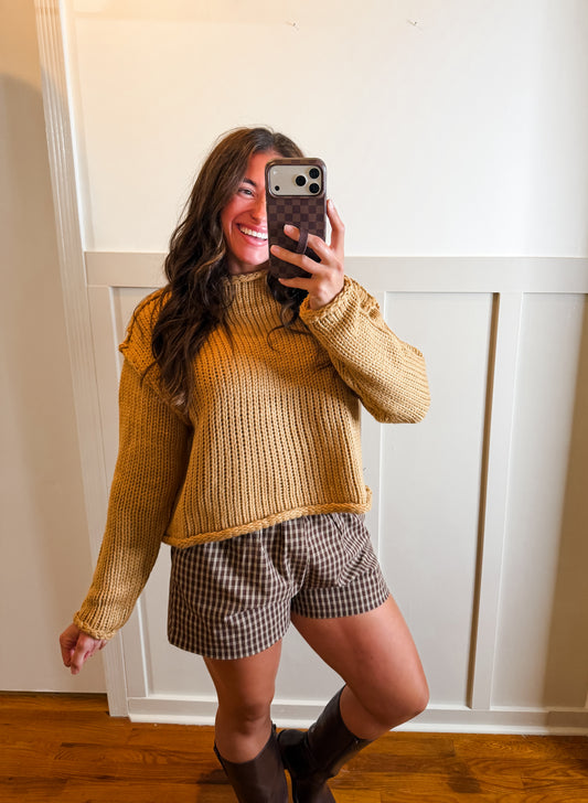 Rolled Collar Loose Knit Sweater