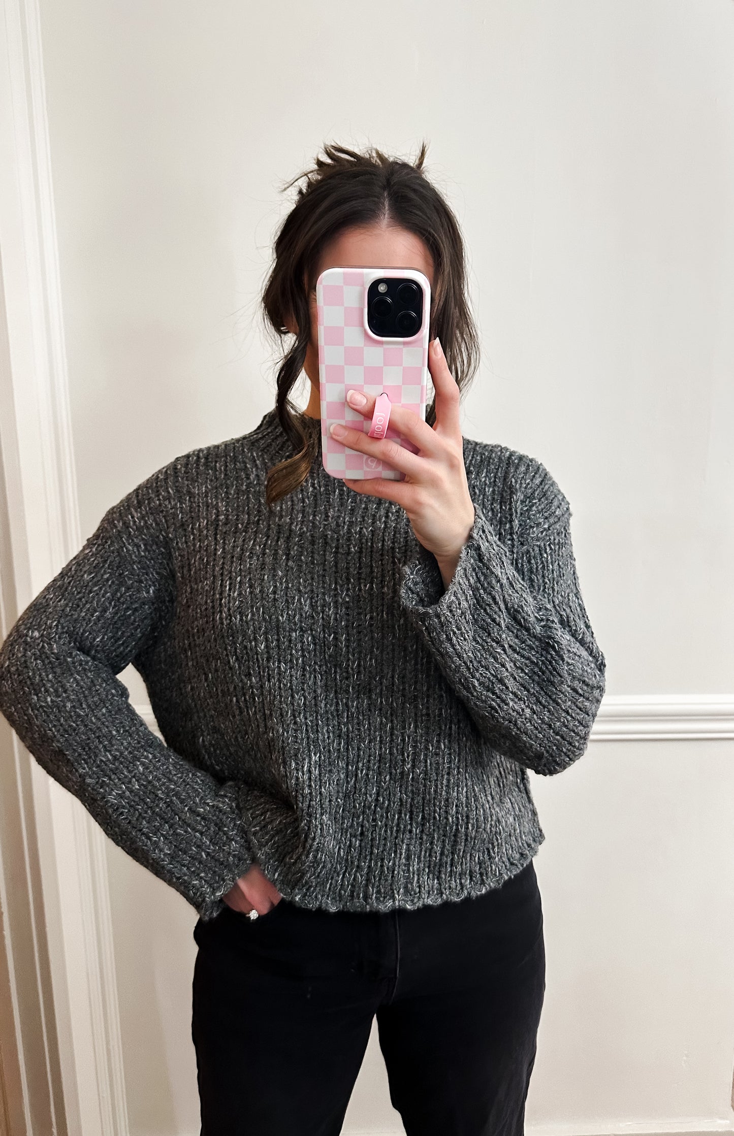 Charcoal Mock Neck Sweater