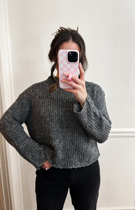 Charcoal Mock Neck Sweater