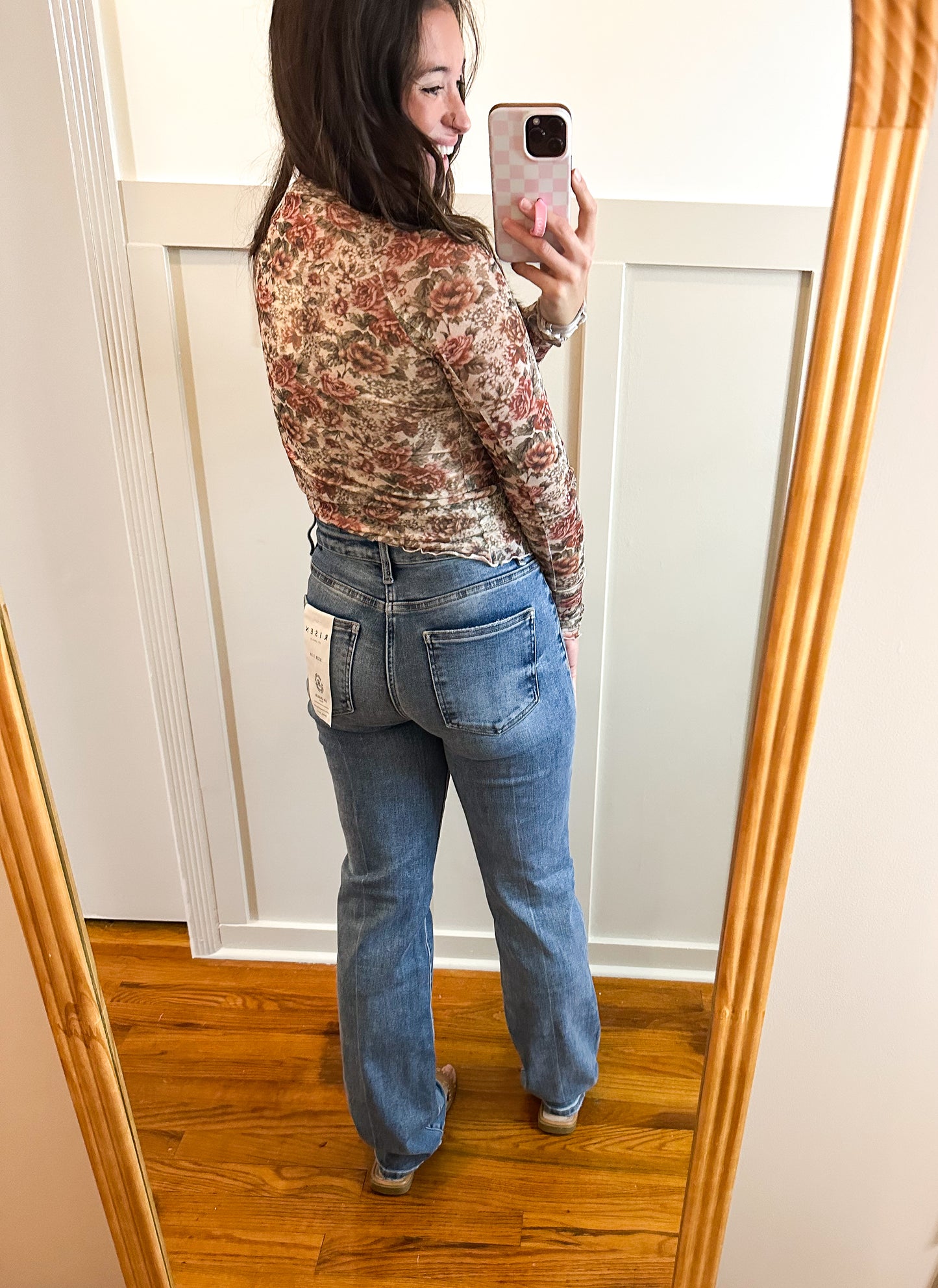 Risen Medium Wash Tummy Control High Rise Straight Jean