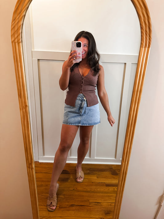 Sadie Mid Rise Denim Skort