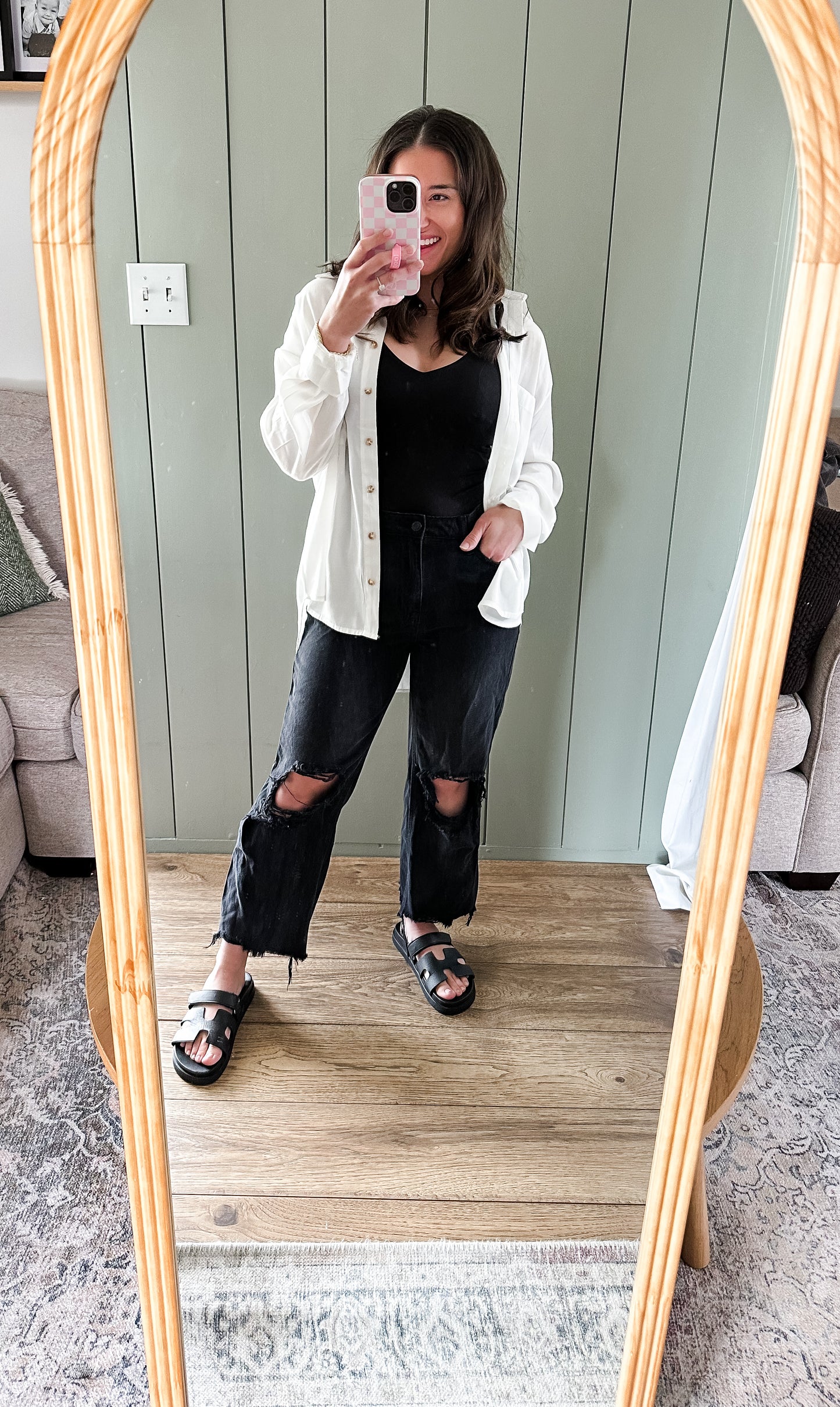 Relaxed fit white button down