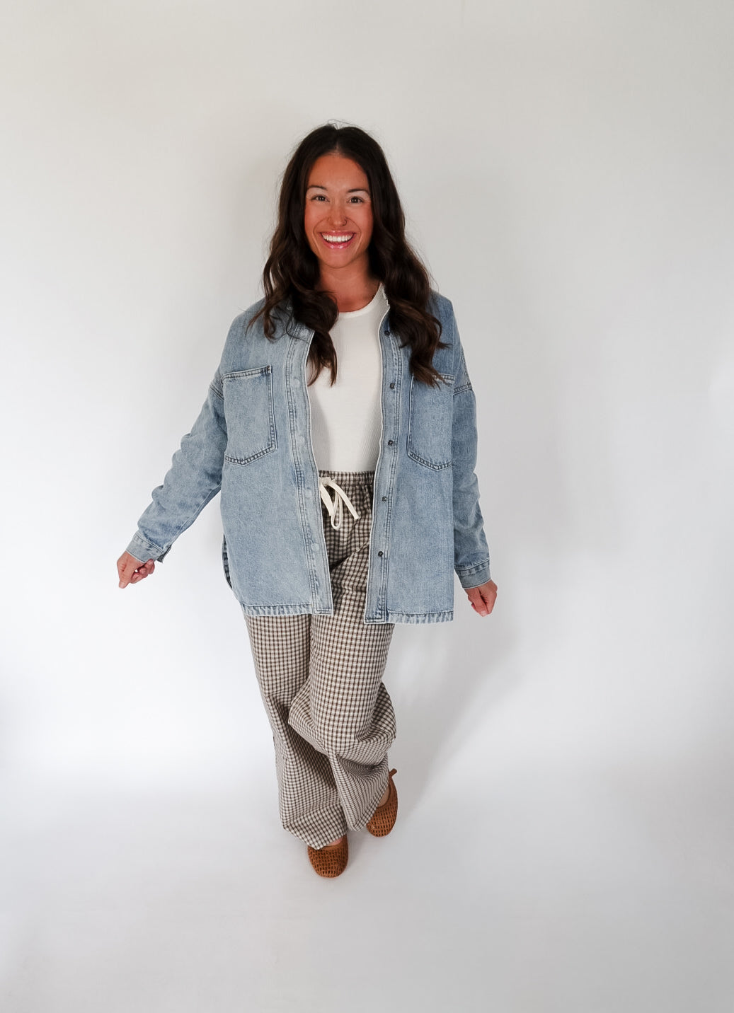 Washed Snap Button Denim Shacket