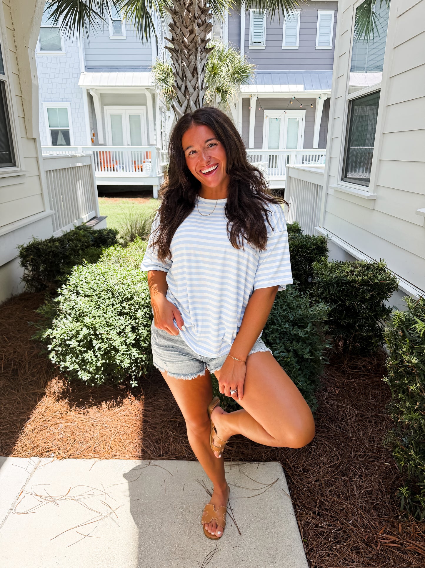 Saylor Short Sleeve Stripe Oversized Tee