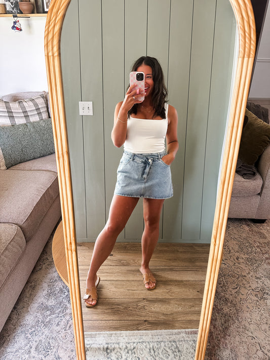 Sadie Mid Rise Denim Skort