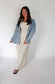 Oatmeal Polka Dot-Print Smocked Wide-Leg Jumpsuit