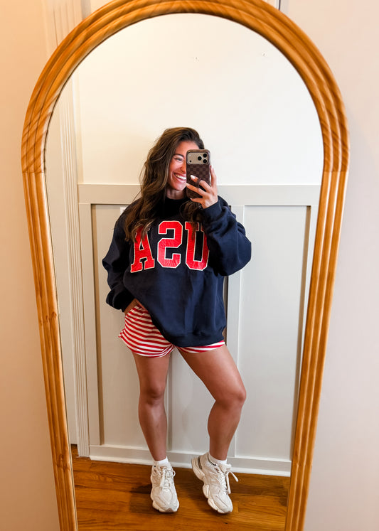 Navy 'USA & FLAG' Reversible MockNeck Sweatshirt