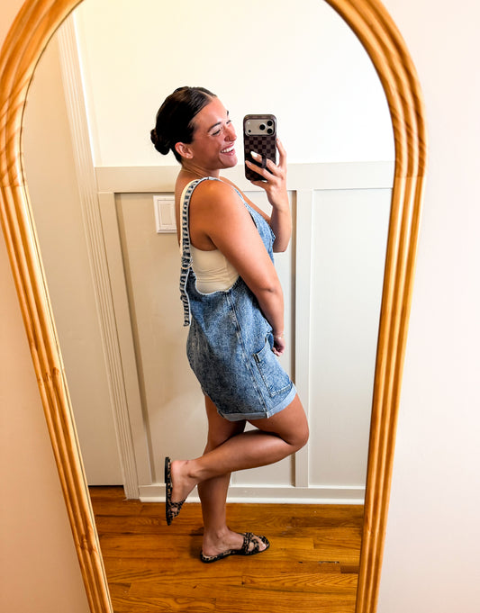 Scoop Neck Oversized Denim Romper