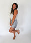 Georgia Plaid Side-Tie Shorts