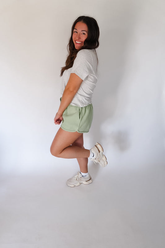 Sage Drawstring Solid Scuba Dolphin Shorts