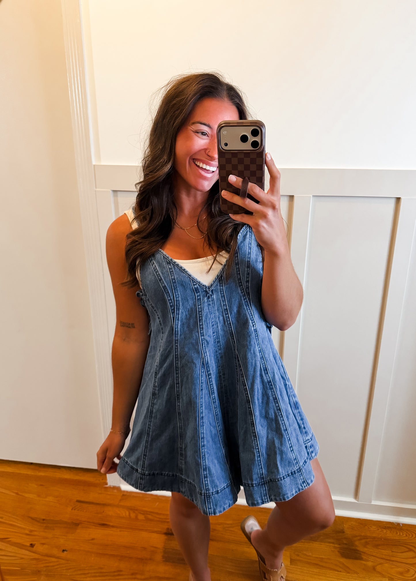 PRE-ORDER Melody Denim Flared Romper Side Tie