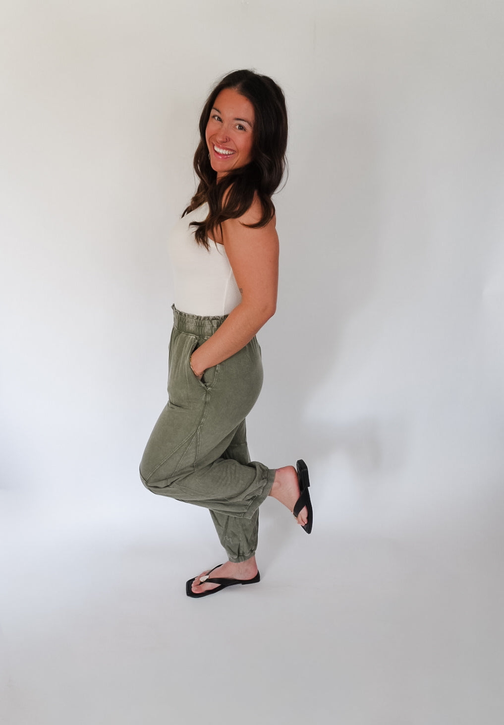Olive Mineral Wash Terry Butter Jogger