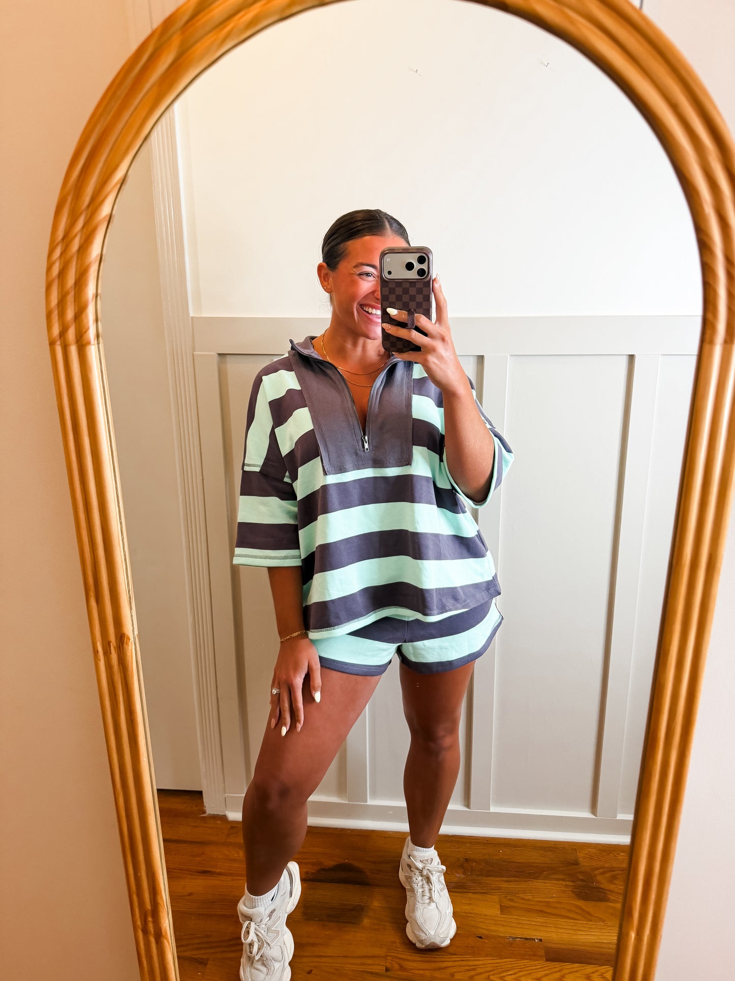 Jayce Striped Half Zip Top & Short SET