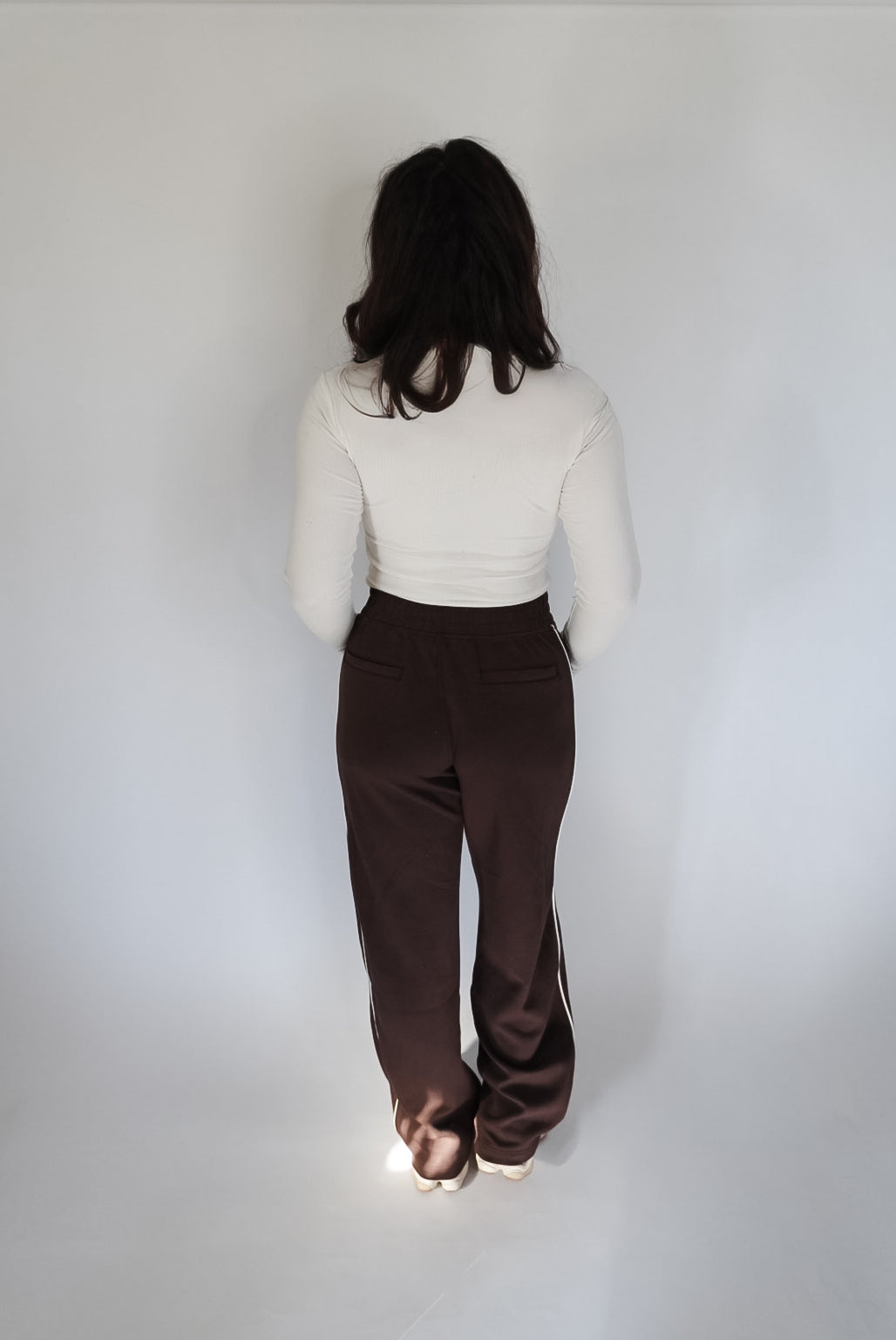 Espresso Modal Scuba Two Stripe Straight Pant