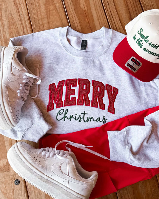PRE-ORDER Merry Christmas Glitter Appliqué Sweatshirt