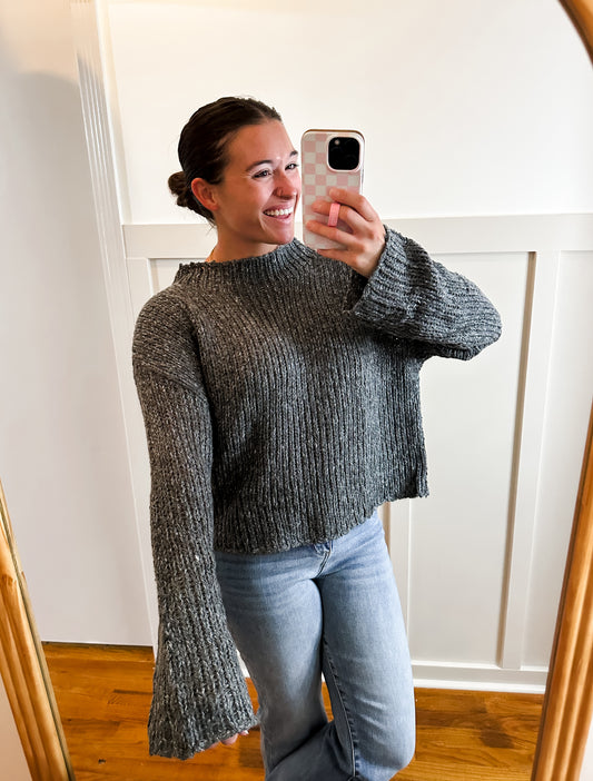 Charcoal Mock Neck Sweater