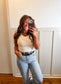 Rue Cream Ribbed High Neck Tank