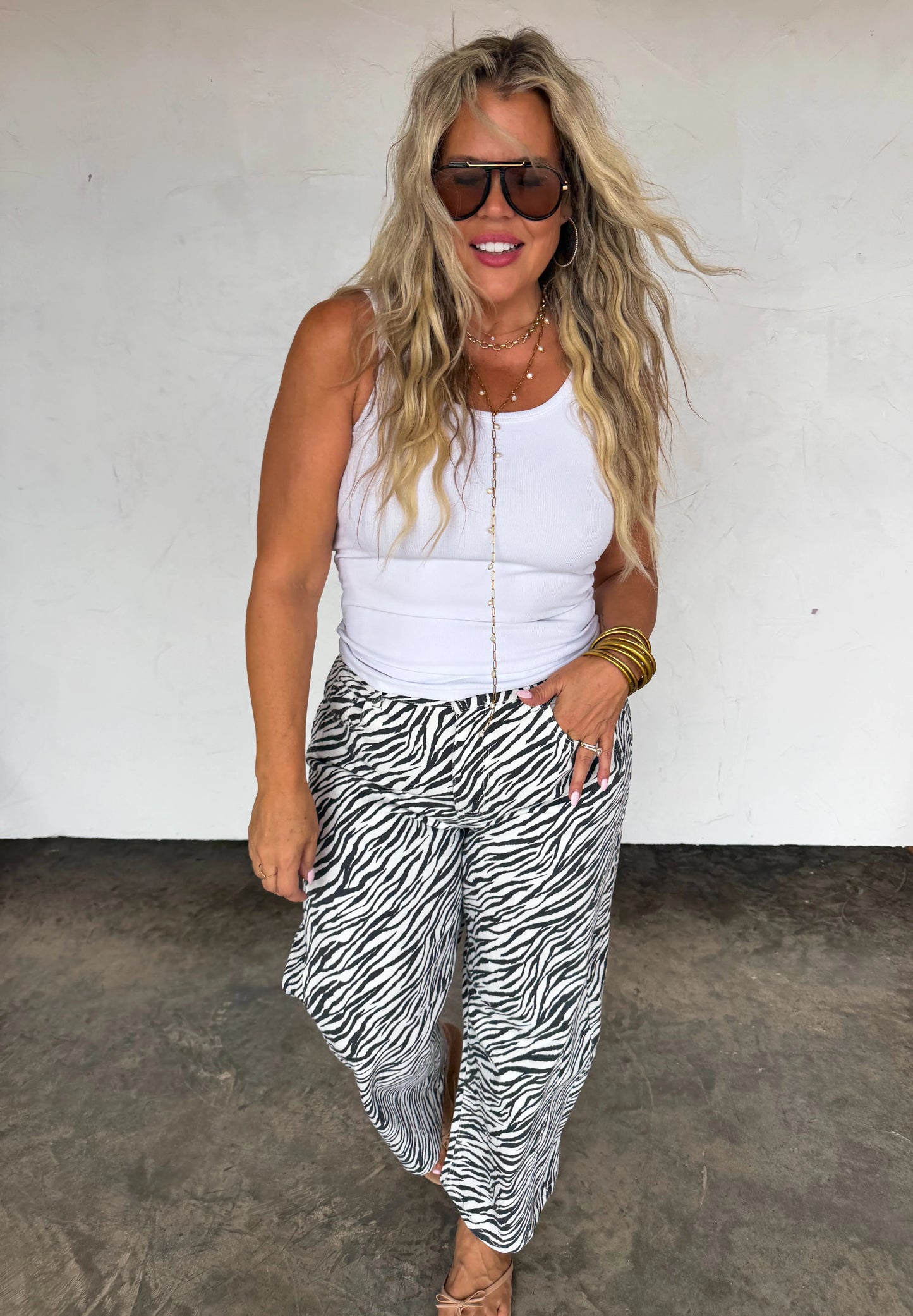 PREORDER- ZEBRA BEX BARREL JEANS