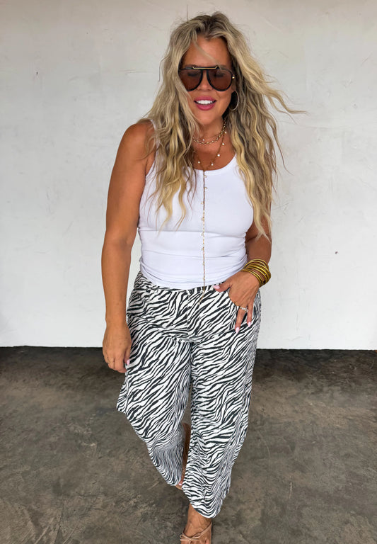 PREORDER- ZEBRA BEX BARREL JEANS
