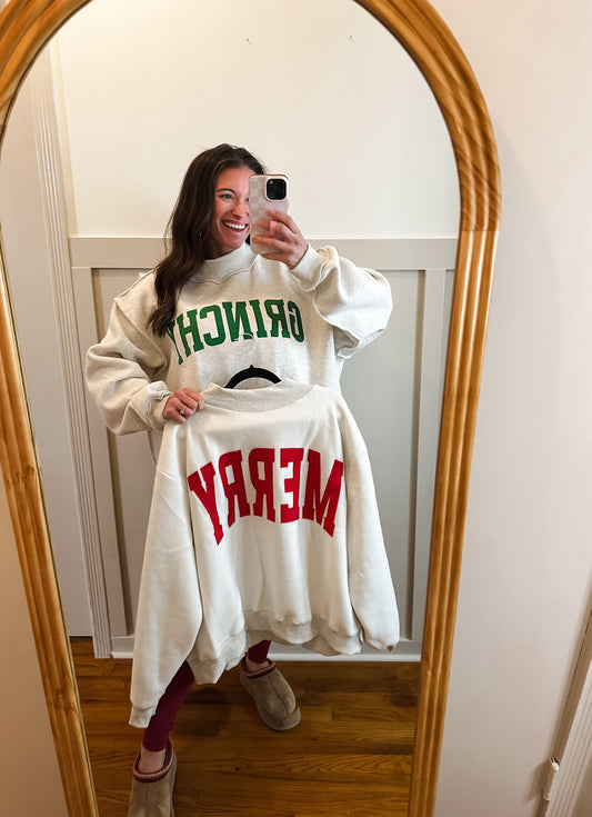 'GRINCHY & MERRY' Reversible Sweatshirt
