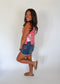 Red & White Side Tie Knit Top