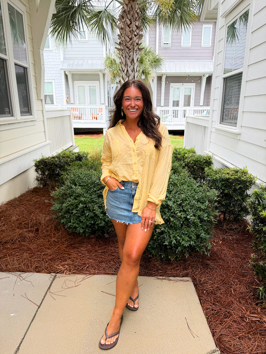 Butter Yellow Basic Button Down