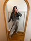 Belle Chocolate Brown Striped Knit Drawstring Sweater Pants
