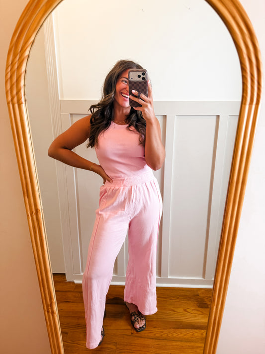 Ballet Pink Tank and Palazzo Pants Set