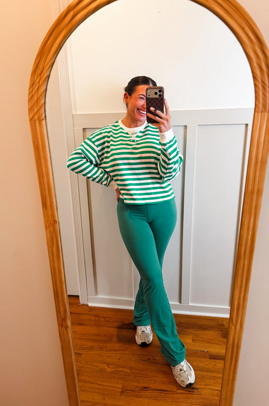 Green Flared Yoga Pants