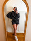 Hoodie in Black with White Polka Dots