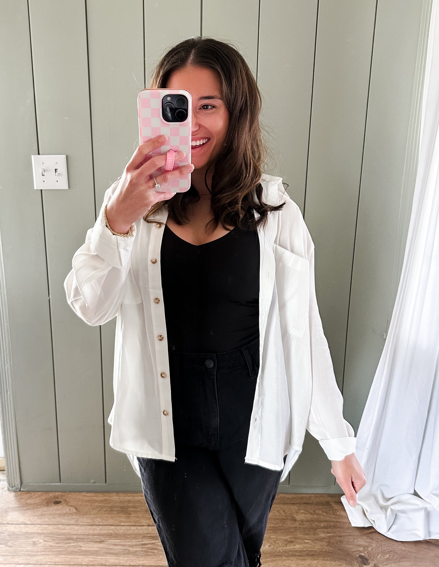 Relaxed fit white button down