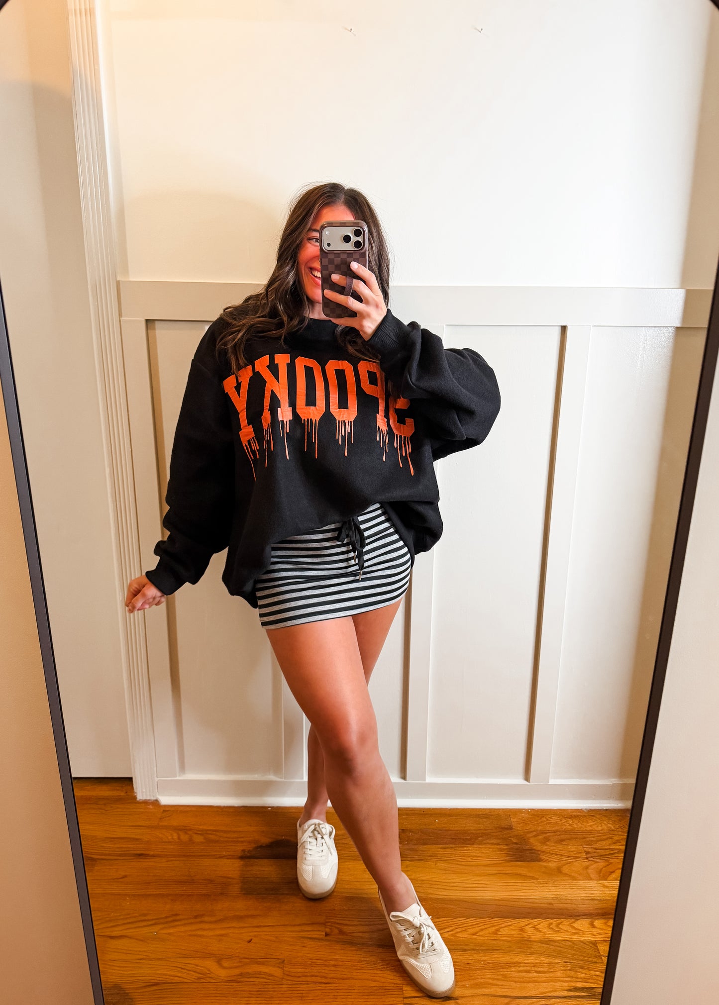 Black & Heather Gray Mid Rise Skort