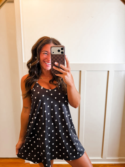 Black and White Polk A Dot Active Dress