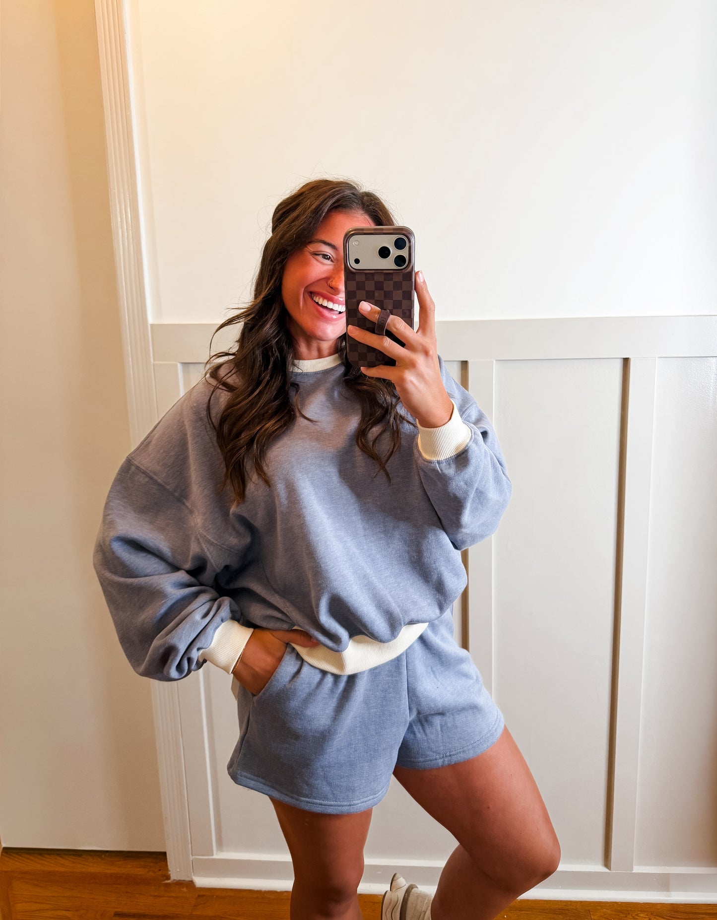 Ocean Cotton Fleece Contrast Crewneck Set