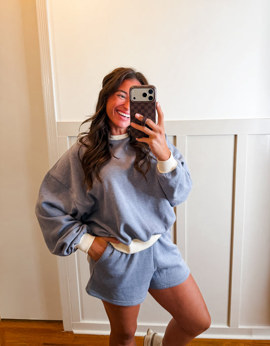 Ocean Cotton Fleece Contrast Crewneck Set
