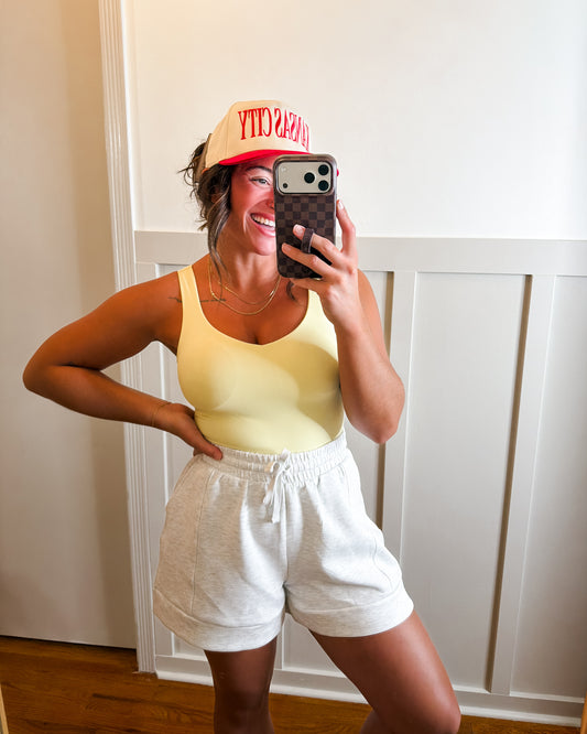 Lemon cream v-neck yoga tank