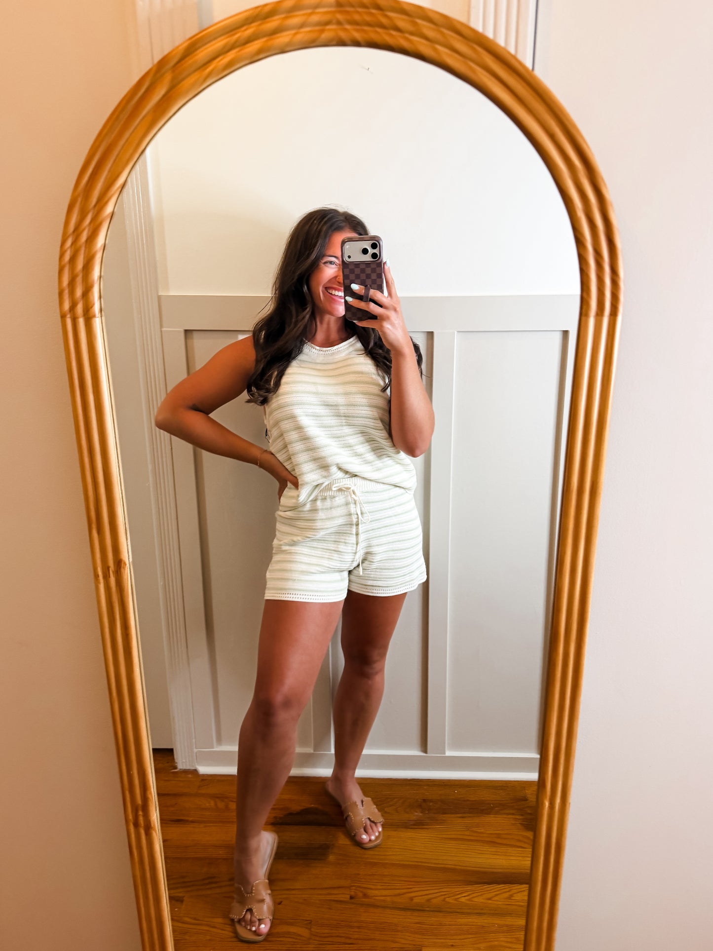Naia Striped Crochet Tank and Shorts Set