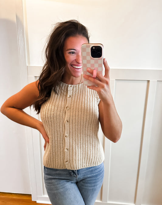 Della Knitted Button Up Sweater Vest