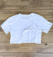 Plus Size - White Cotton Short Sleeve Crop Top