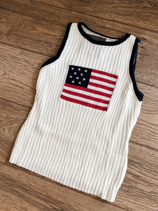 USA Flag Ribbed Knit Tank