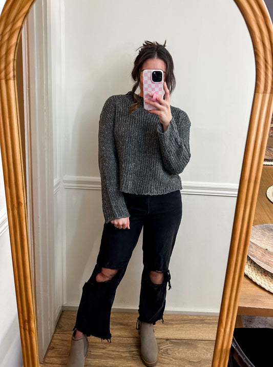 Charcoal Mock Neck Sweater