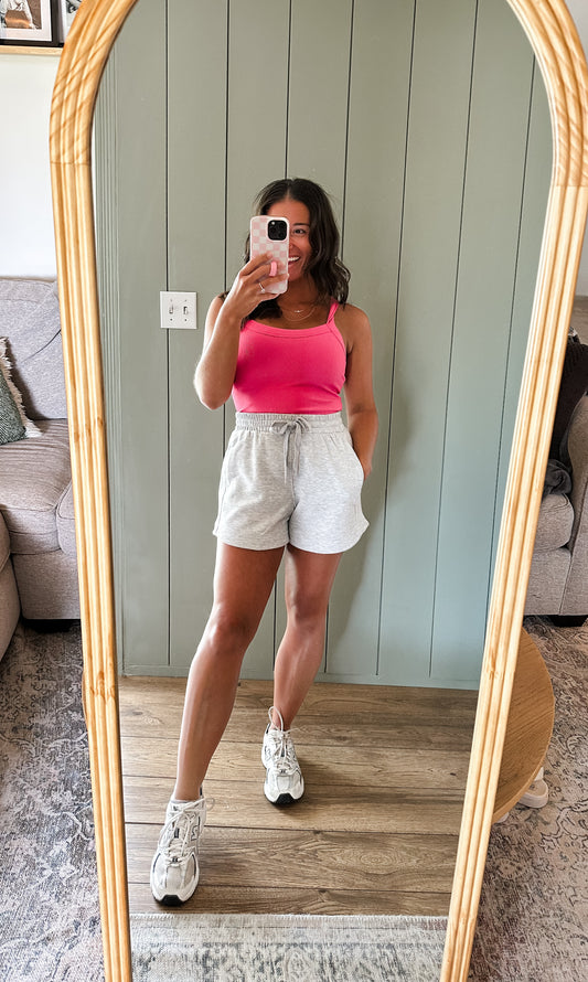 Callie Pink Rib Racerback Tank