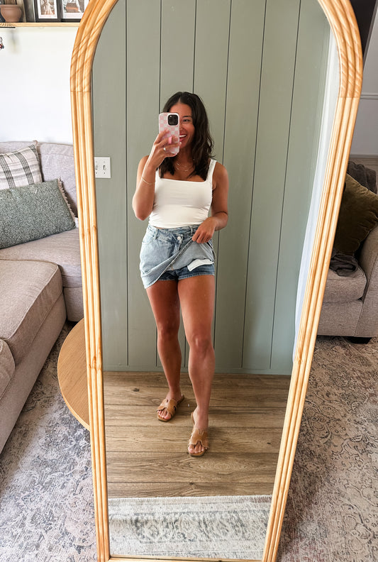Sadie Mid Rise Denim Skort